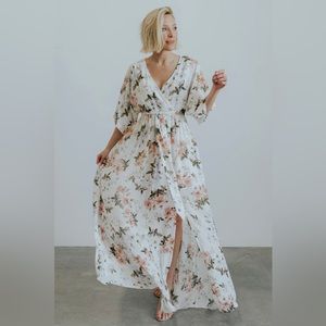 Baltic Born Kia Kimono Style Maxi Dress White With Pink Florals XXXL Women’s
